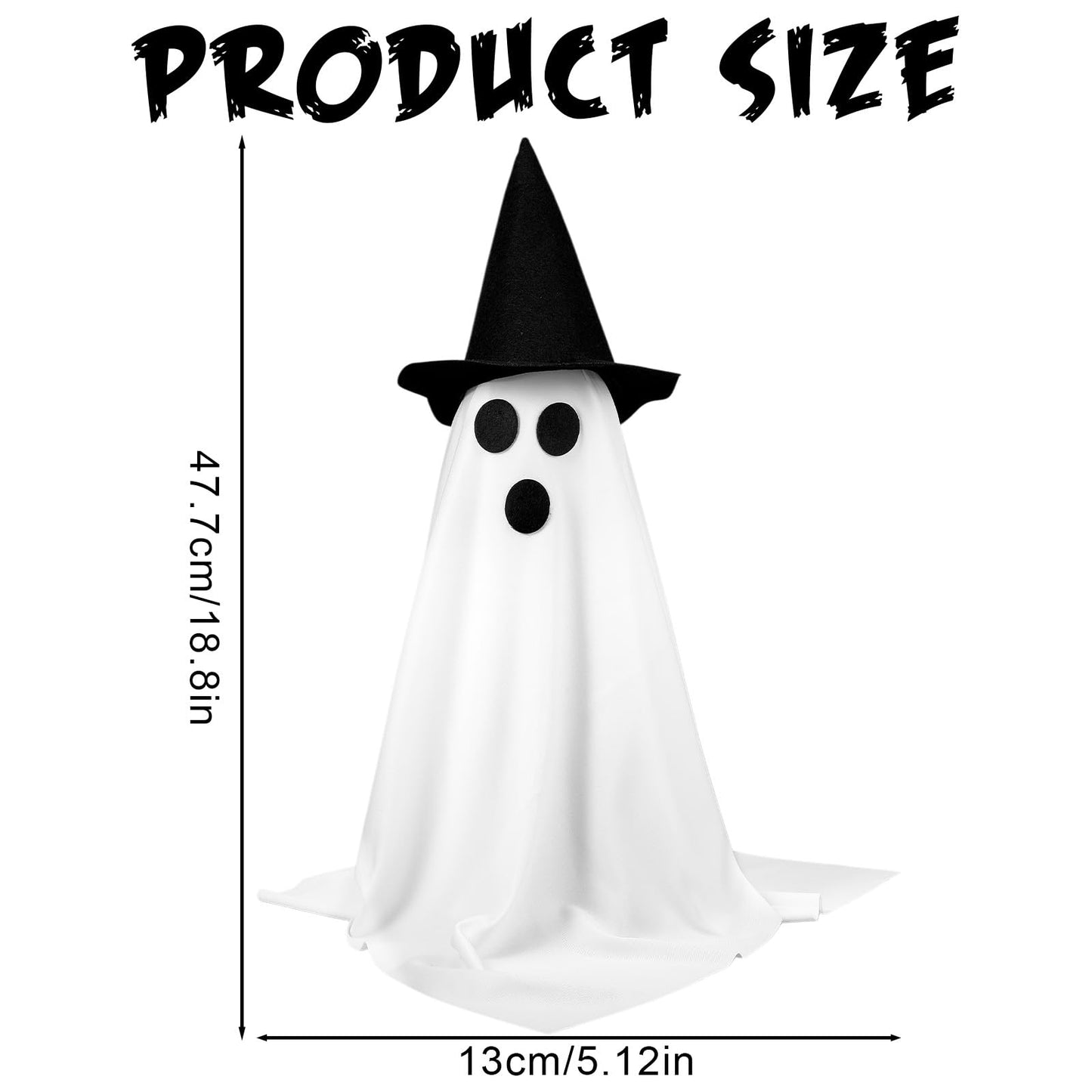 VioraWhite 2 Pack 18.8Inch Lighted Halloween Decoration Indoor Ghost Witch Hat with Lights Spooky Halloween Party Decoration Scary Glowing Ghost Kit for Mantel Shelf Table Fireplace Home Room Kitchen