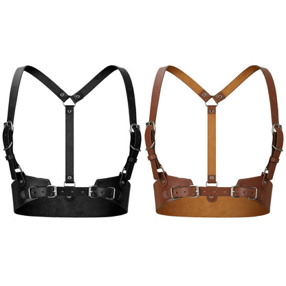 Hicarer 2 Pcs Women Leather Waist Belt Leather Harness for Women Fashion Body Chain Adjustable Waist Belt for Party Cosplay(Large,Classic Style)