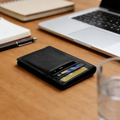 baotuiok Small Card Case Slim Mens Bifold Wallet，Thin Travel Minimalist Leather Wallet for Men， Credit Card Holder for Men(black)