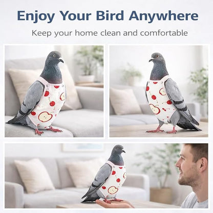 2PCS Pigeon Diaper Harness Kit with Disposable Pads and Flight Training Leash, Reusable Pigeon Pants Harness for Indoor Use, Adjustable Bird Harness for Pigeon Training (XL)