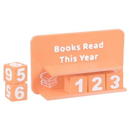 PATIKIL Books Read This Year Tracker, 3D Reading Challenge Counter Sign Library Bookshelf Decor Reading Challenge Number Up to 999 Books Gift for Reader Book Lovers Teachers, Light Orange