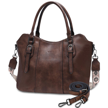 VASCHY Hobo Bags for Women, Vegan Leather Top Handle Satchel Shoulder Purse Handbag Purse with Crossbody Guitar Strap Coffee