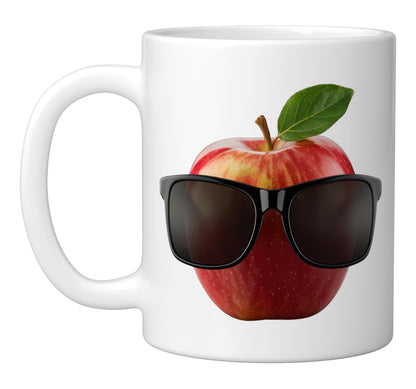 Apple Wearing Sunglasses Tshirt Funny Fruit Costume Graphic Ceramic Mug, White