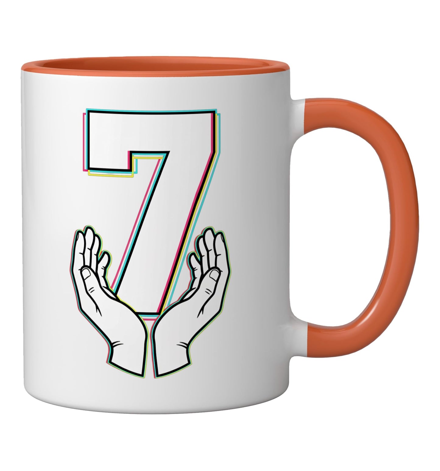 Halloween Number 7 Costume, Matching 67 Meme Retro Glitch Ceramic Mug, Orange/White
