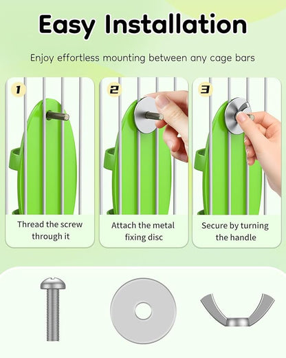 Pawfly 2 Pcs Bird Cuttlebone Holder, Cuttlefish Bone Parrot Feeding Rack, Hanging Bird Feeder with Perch, Plastic Holder for Fruits Vegetables Treats, Feeding Rack for Cockatiels