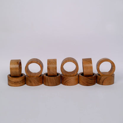 SAMHITA Handmade Acacia Wood Napkin Ring Set of 12 for Dining, Anniversary, Birthday, Christmas | Napkin Ring for Home and Kitchen Décor