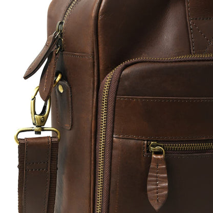 Gratlin Full Grain Buffalo Leather Briefcase For Men | Handcrafted Genuine Leather Messenger Bag for Men & Women | Brown Leather Laptop Bag for Men | Best Leather Bag Satchel Computer Case in 16 Inch