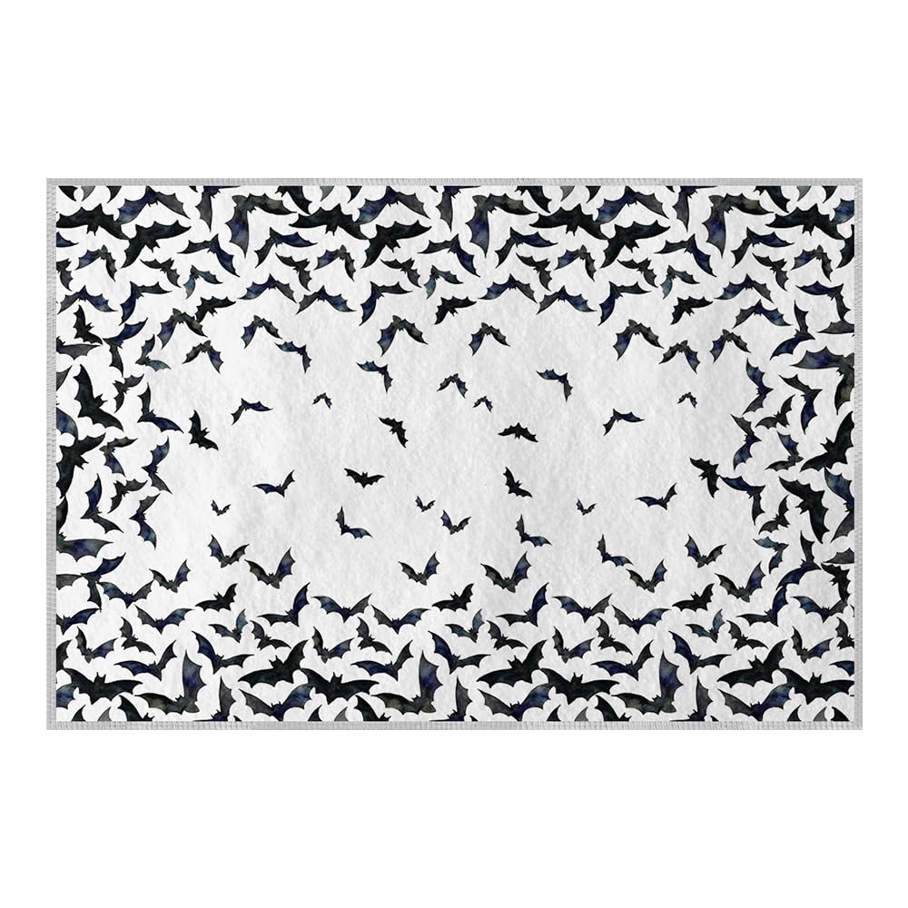 Artoid Mode Bat Halloween Door Mat, Party Home Decor Low-Profile Non-Slip Washable Throw Rug for Kitchen Entryway Front Door Bedroom Bathroom Indoor 2x3 Feet