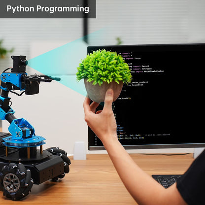 HIWONDER 6DOF Robot Arm Raspberry Pi 5 8GB AI Vision Robotic Arm Car with 4WD Mecanum Wheel Chassis DIY Robot ROS Open Source for Adults and Teens
