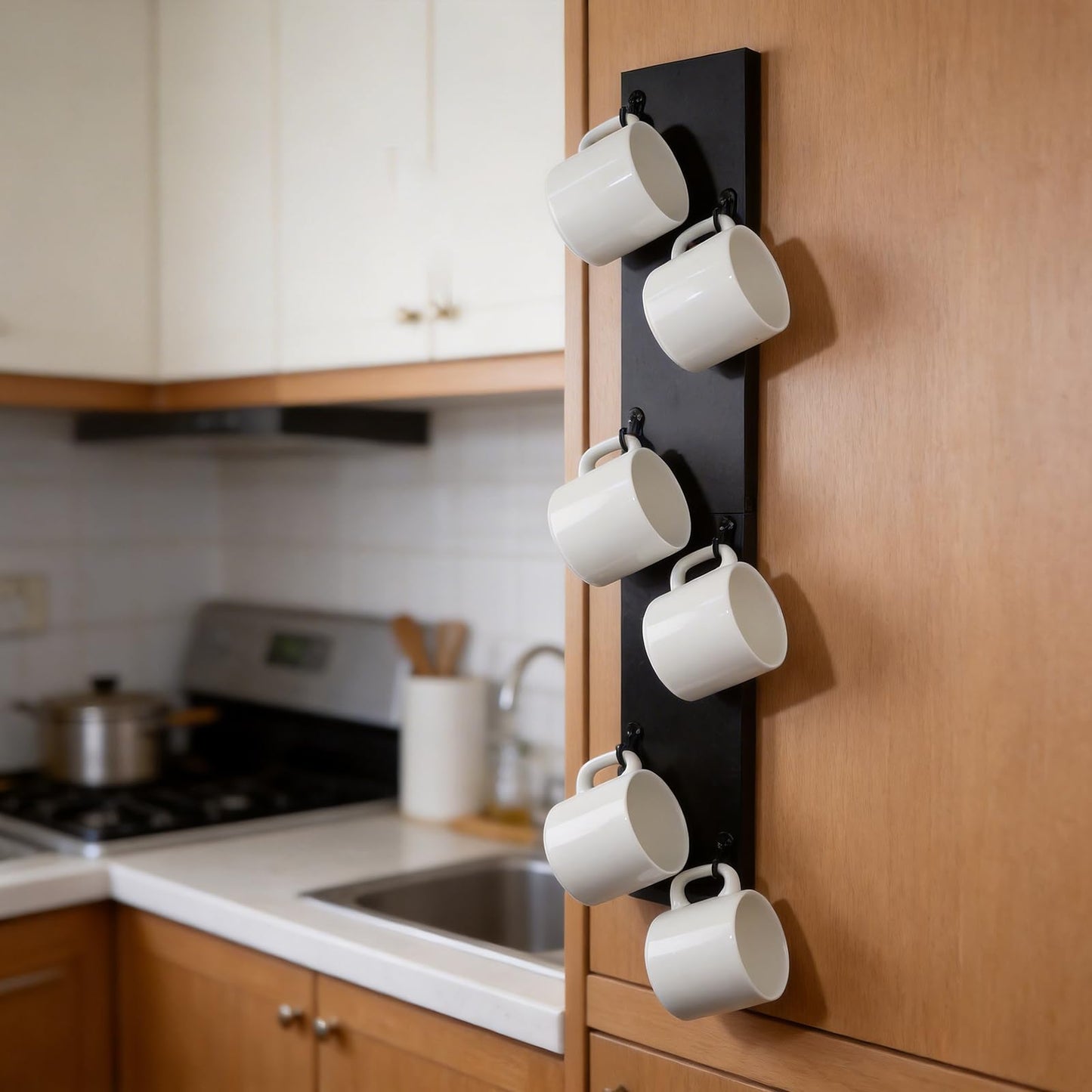 Yohsnor Coffee Mug Hanger Wall Mount - Stylish and Durable Storage Rack for Hanging Coffee Cups, Space-Saving Vertical Design, Fits Most Mugs and Travel Cups, Perfect for Kitchen and Office Use