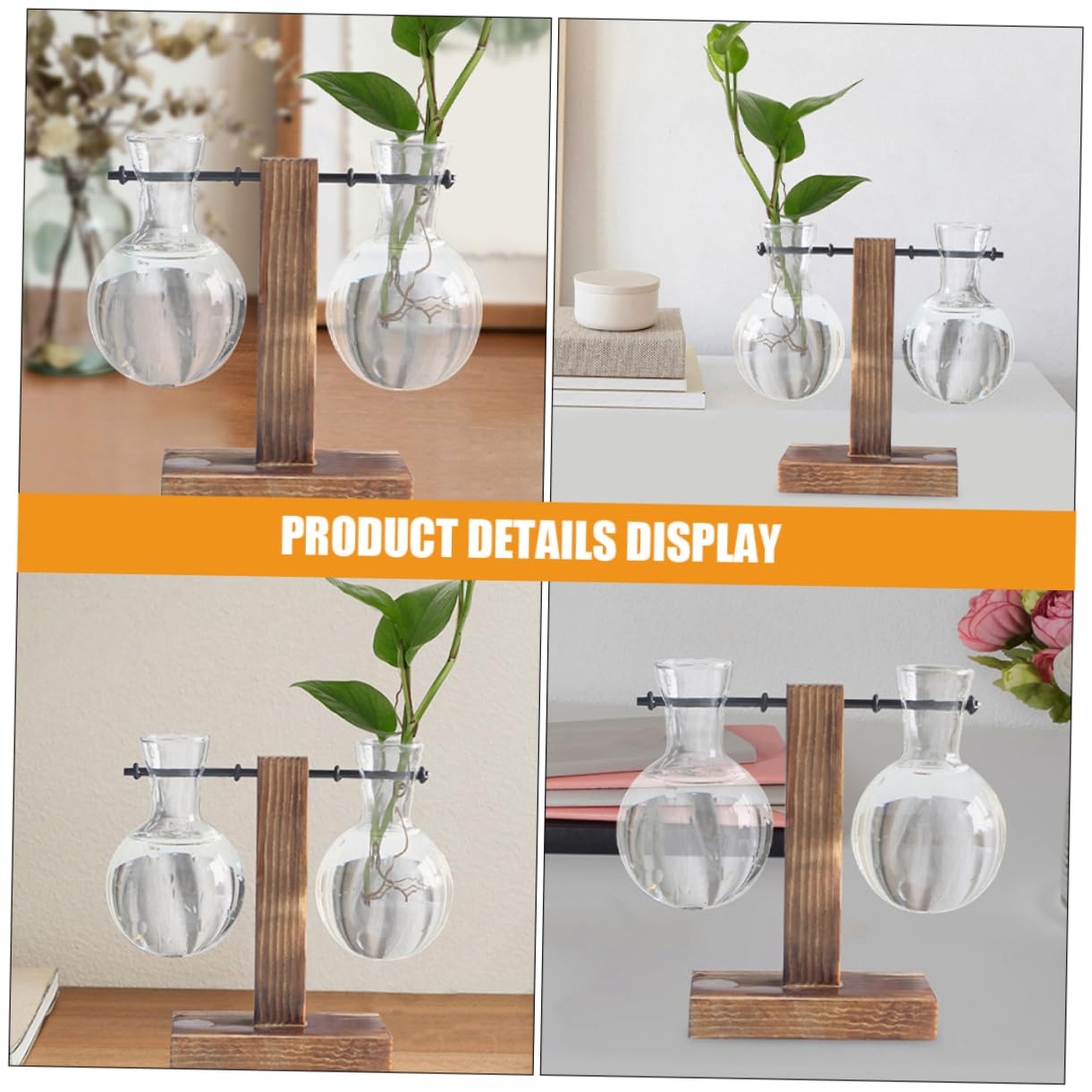 BESTOYARD 3pcs Hydroponic Propagation Vase Clear Glass Terrariums Stand for Plant Displays for Home Decor and Floral Arrangements