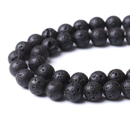 36PCS 10MM Natural Lava Stone Beads Energy Healing Beads for DIY Jewelry Bracelet Necklace Making for Jewelry Making15Inch
