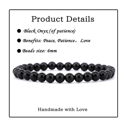 Bymitel 6mm Black Onyx - Handmade Reiki Gemstone Stretch Bracelet, Natural Beauty & Spiritual Essence, Crystal Healing for Unisex Adults