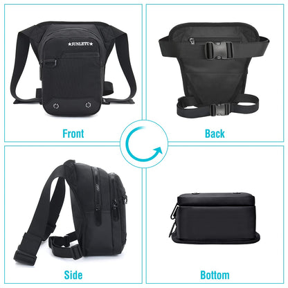HUANLANG Drop Leg Bag for Men Women - Motorcycle Thigh Bag with Removable Leg Harness for Outdoor Activities