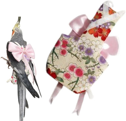 Bird Diaper Parrot Washable Diapers, Parrot Flight Suit, Reusable Nappies for Parakeet Cockatiel Mini Macaw Budgie Conure Lovebird (Beige,Macaw)