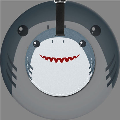Luggage Tag Shark Face, Pu Leather Bag Travel Suitcases Id Identifier Baggage Label for Women Men Boys Girls