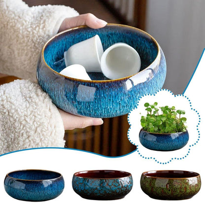 Lotus Bowl Planter for Indoor Water Planting - Hydroponic Container with Lotus Flower Design, Perfect for Growing Lotus Seeds in Water, Decorative Aquatic Plant Bowl for Home, Patio, Zen Garden Decor