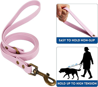 Wisedog Waterproof Dog Collar and Leash Set, XL, Pale Pinkish Purple | Adjustable Puppy Collar, Cute Tag, 6FT Dog Leash, Includes Poop Bag, For Small Medium Large Dogs