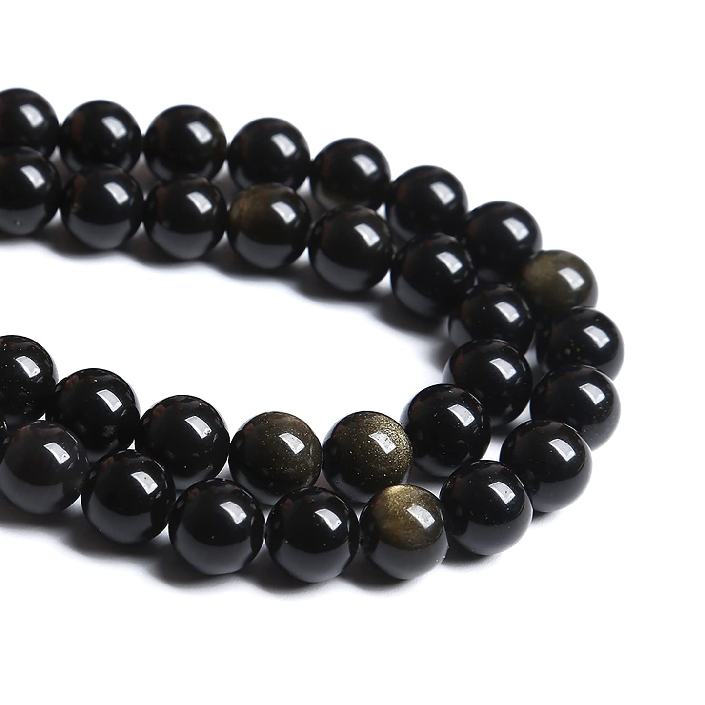 4MM 86PCS Natural Stone Golden Obsidian Loose Spacer Beads for Jewelry Making DIY Bracelet