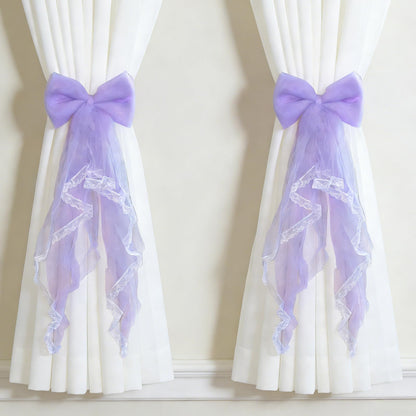 Bowknot Curtain Ties 2 Pcs, Boho Handmade Curtain Holdbacks 23.6 Inch Long Decorative Tiebacks for Wedding Party, Bedroom, Dining Room, Balcony (Yellow)