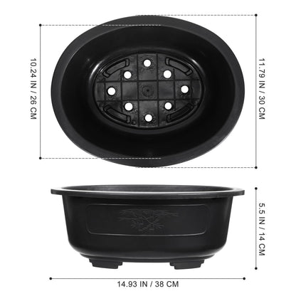 DOITOOL 2 Pcs Large Bonsai Pots 15 Inch Plastic Oval Training Planter with Drainage Holes Deep Tree Bowl for Succulent Nursery