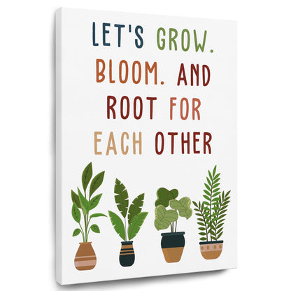 TAZSWDMM Boho Inspirational Classroom Framed Canvas Wall Art Posters, Let's Grow Root for Each Other Motivational Wall Art Prints for Classroom Kids Bedroom Playroom Decor, 11x14 Inch