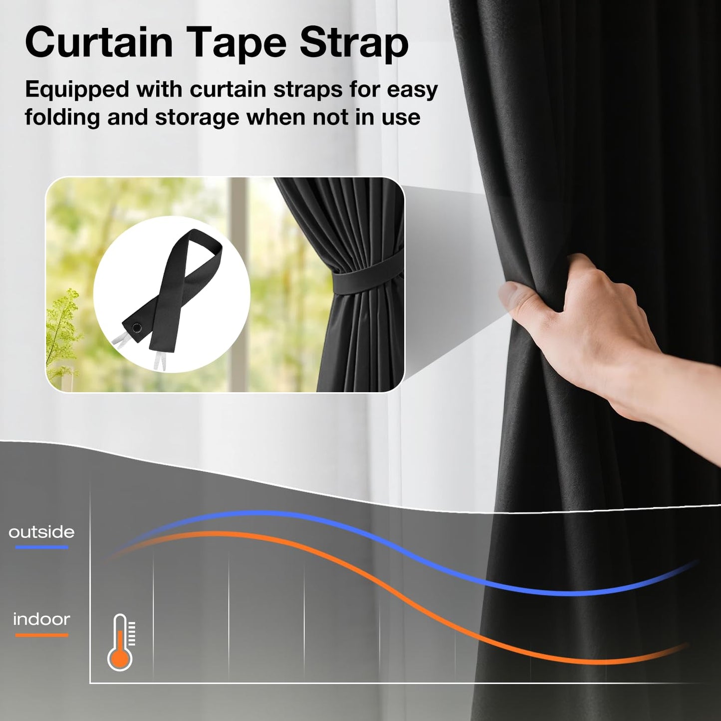 Room Divider Blackout Curtains w/Bendable Ceiling Track,Soundproof,Black