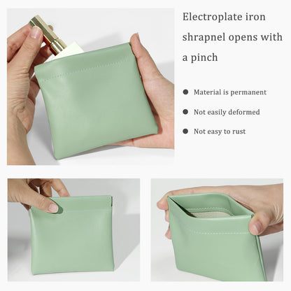 Ruetail Leather Pocket Cosmetic Bag for Purse,4Pcs Waterproof Portable No Zipper Self-closing Cosmetic Bags for Coin Purse Lipstick Cosmetic Accessories Organizer, Travel Kit Storage