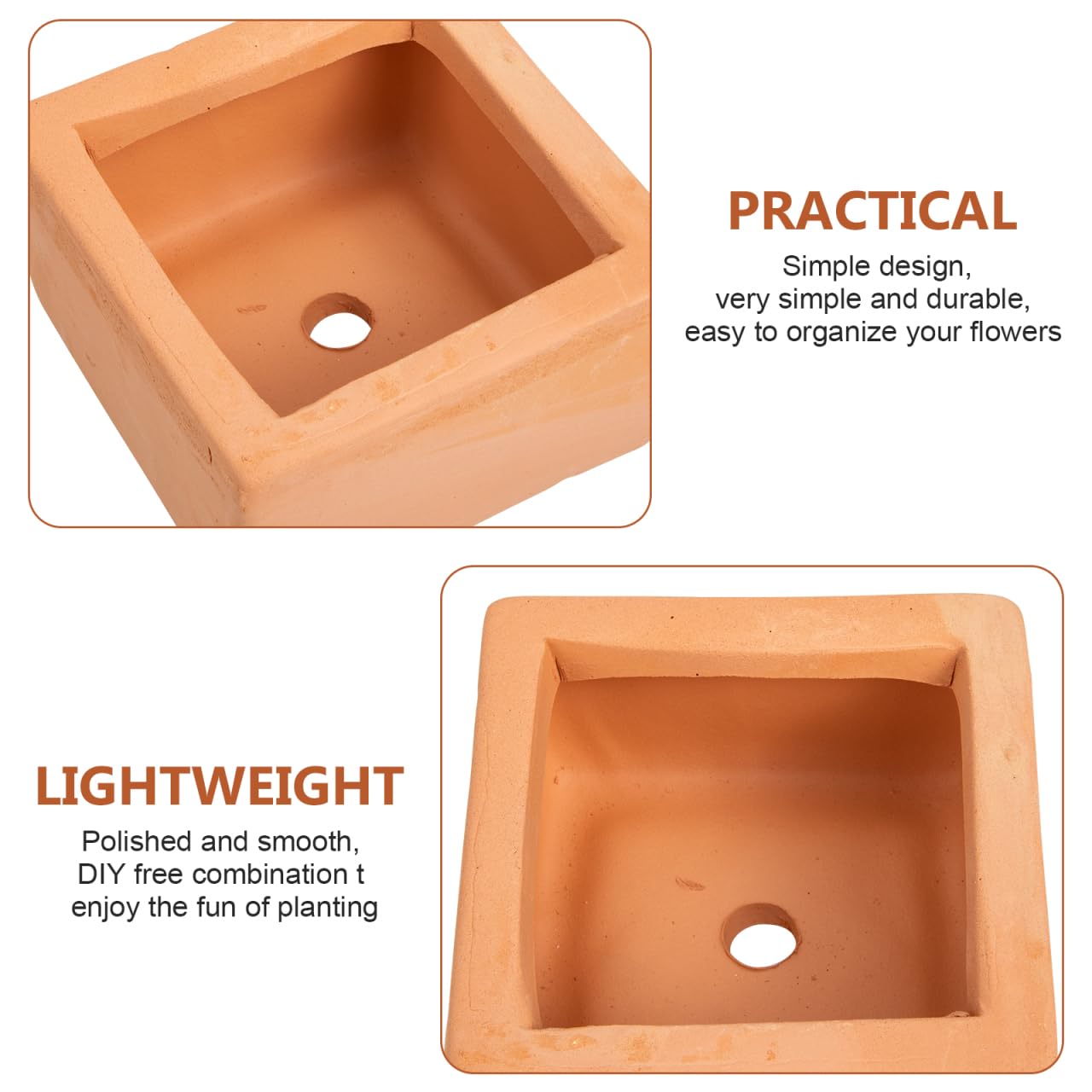 BESTOYARD 3 Pcs Small Square Terracotta Planters with Drainage Holes 3.54X1.96 Inch Clay Flower Pots for Indoor Outdoor Gardening and Succulent Plants