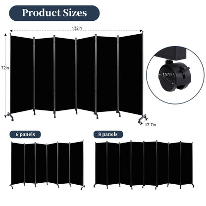 Room Divider 6 Panel-132''Wide Folding Privacy Screen,Large Partition Wall