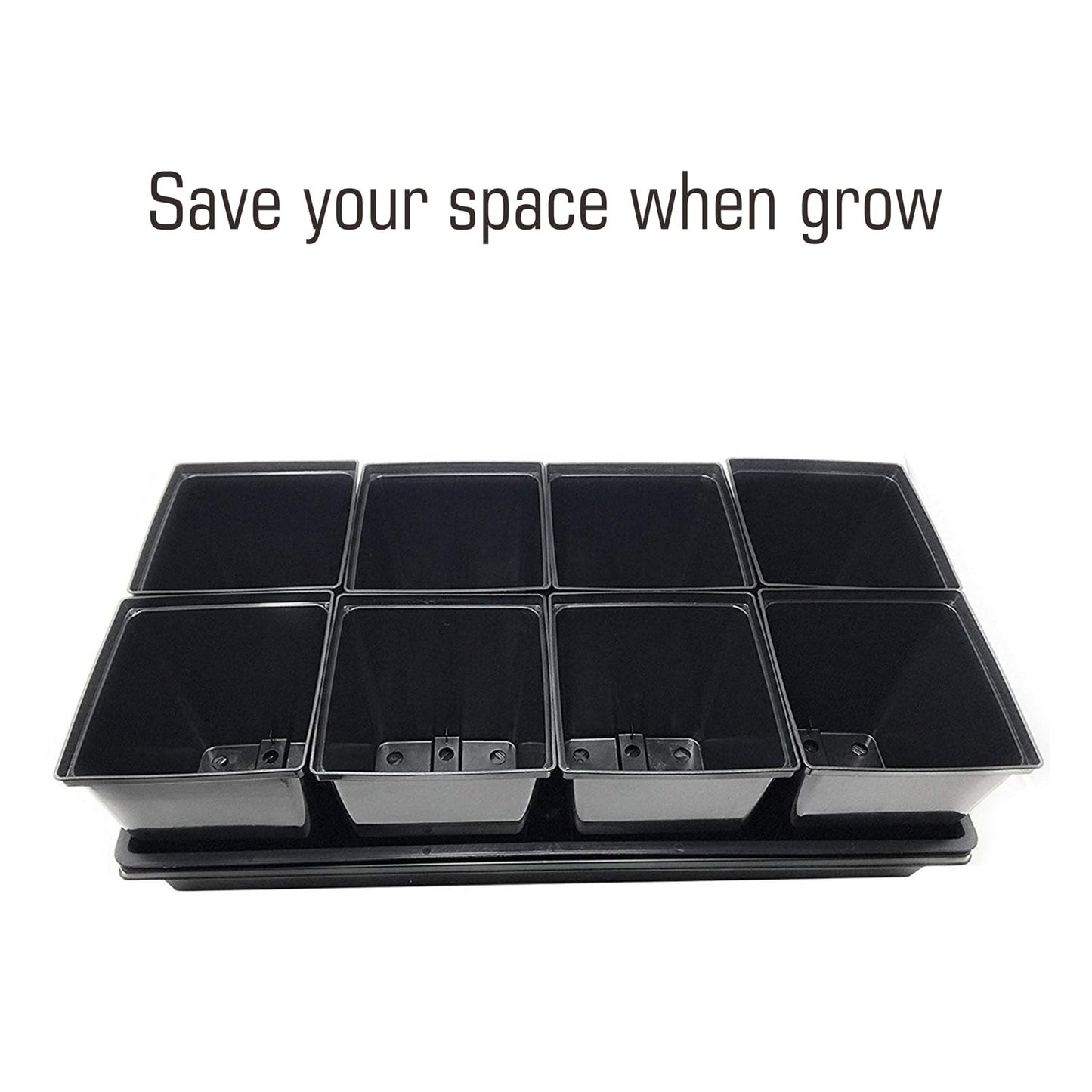 TopoGrow 1/2 Gallon Square Nursery Pots 24PCS Black Thick Durable Plastic Flower Pots with Drainage Holes, Reusable Seedling propogation Starter Pots for Indoor Plants, Transplanting, Succulents