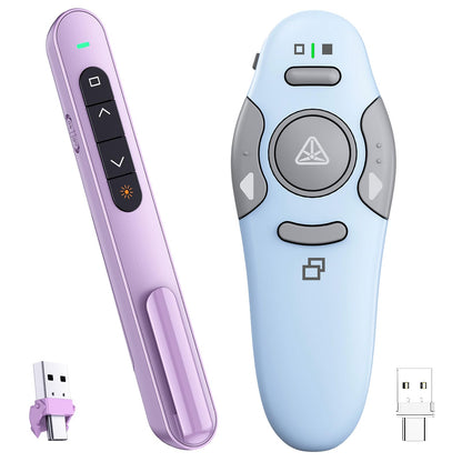 QUI Presenter Clicker USB A&C Bundle | Pen-Shaped Purple & Remote-Shaped Blue
