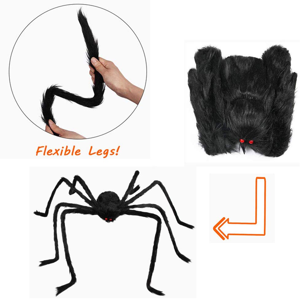 WOBOX Halloween Giant Spider, 3.0FT Large Foldable Spider Fake Hairy Spider Scary Decorations Halloween Spider Outdoor Yard