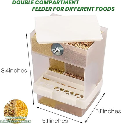 Parrot Automatic Feeder,No-Mess Bird Feeder,Cage Accessories for Budgerigar Canary Cockatiel Finch Parakeet Seed Food Container by Old Tjikko (Large-Capacity-Screw-Fixed Bird Feeder)