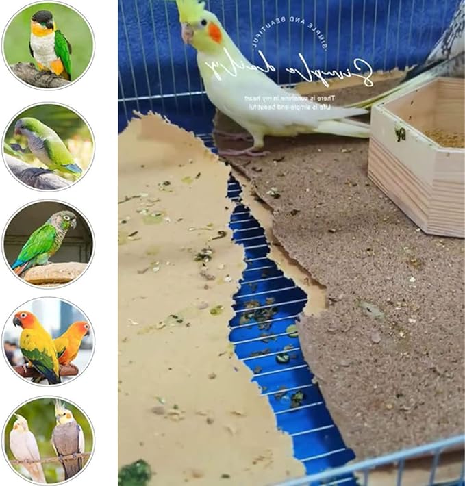 Firdnyohs 25PCS Gravel Paper for Bird Cage,11" x17" Bird cage Liner Gravel Paper Special for Bird Cage in sea Sand-Great for Hard-Billed Birds Safe& Clean & Easy for Improved Digestion…