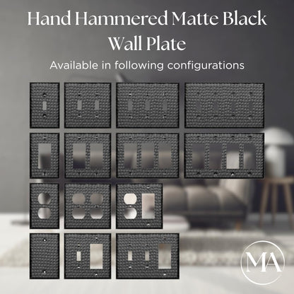 Monarch Abode Toggle Light Switch Cover Plate – 3-Gang Matte Black Outlet Covers, Hand Hammered Decorative Outlet Cover Wall Plates, Light Switch Plate Covers for Electric Outlets, Pack of 1