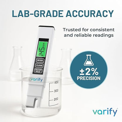 Varify 4-in-1 TDS Meter Digital Water Tester for Drinking Water | Accurate 0–9990 PPM EC & Temp Readings | Ideal for RO Systems, Aquariums, Pools – Built for Professionals, Easy for Anyone (2-Pack)