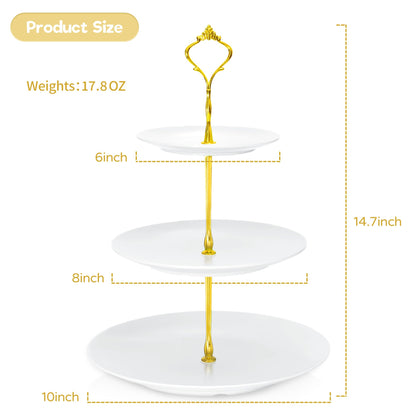 Lucky Will White Tiered Dessert Serving Tray for Kid's Party Supplies Favors 3 Tier Cupcake Cake Stand for Birthday Tea Afternoon Halloween Christmas Candy Bar