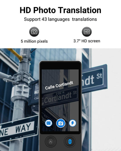 XUPURTLK Language Translator Device W12, Voice Translator Device Two Way, 144 Languages Real-Time Translator Device, Offline & Recording & Photo Translation for Travel, Business, Learning (Black)