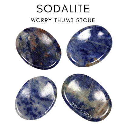 Sodalite - Rubbing Natural Thumb Worry Stone - Hold in Your Hand for Relaxation or Anxiety Relief - Enhance Meditation, Aid in Healing the Mind, Body and Spirit