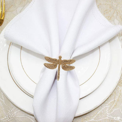 Dragonfly Napkin Rings Set of 10, Animal Insect Dragonfly Napkin Ring Holder for Easter, Wedding, Christmas, Dinner, Family Gathering Party Napkin Cloth Ornament Decoration Table Accessories (Gold)