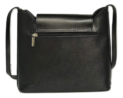 LaGaksta Isabella Crossbody Bag Purse Italian Leather, Black