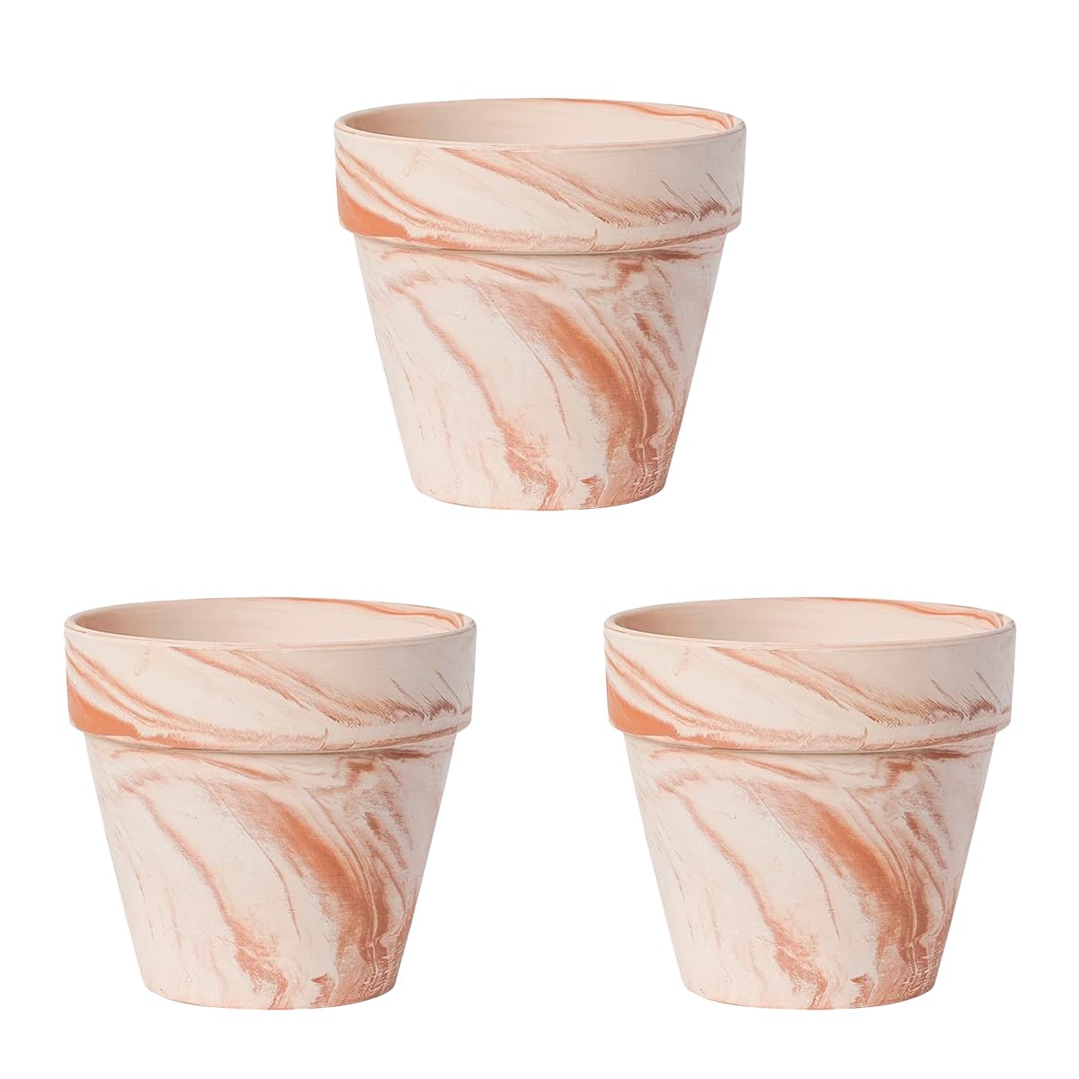 Random Mood Macchiato Terracotta Plant Pots – Handmade 6-Inch Clay Ceramic Flower Pots with Drainage Holes, Set of 3 – Ideal for Indoor & Outdoor Orchids
