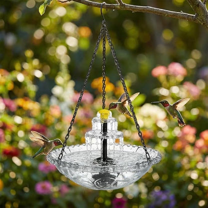 Solar Cascade Hanging Bird Bath Fountain,Solar Powered Cascade Hanging Bird Bath Fountain with Solars Pump,for Outdoor and Gardens (Gray)