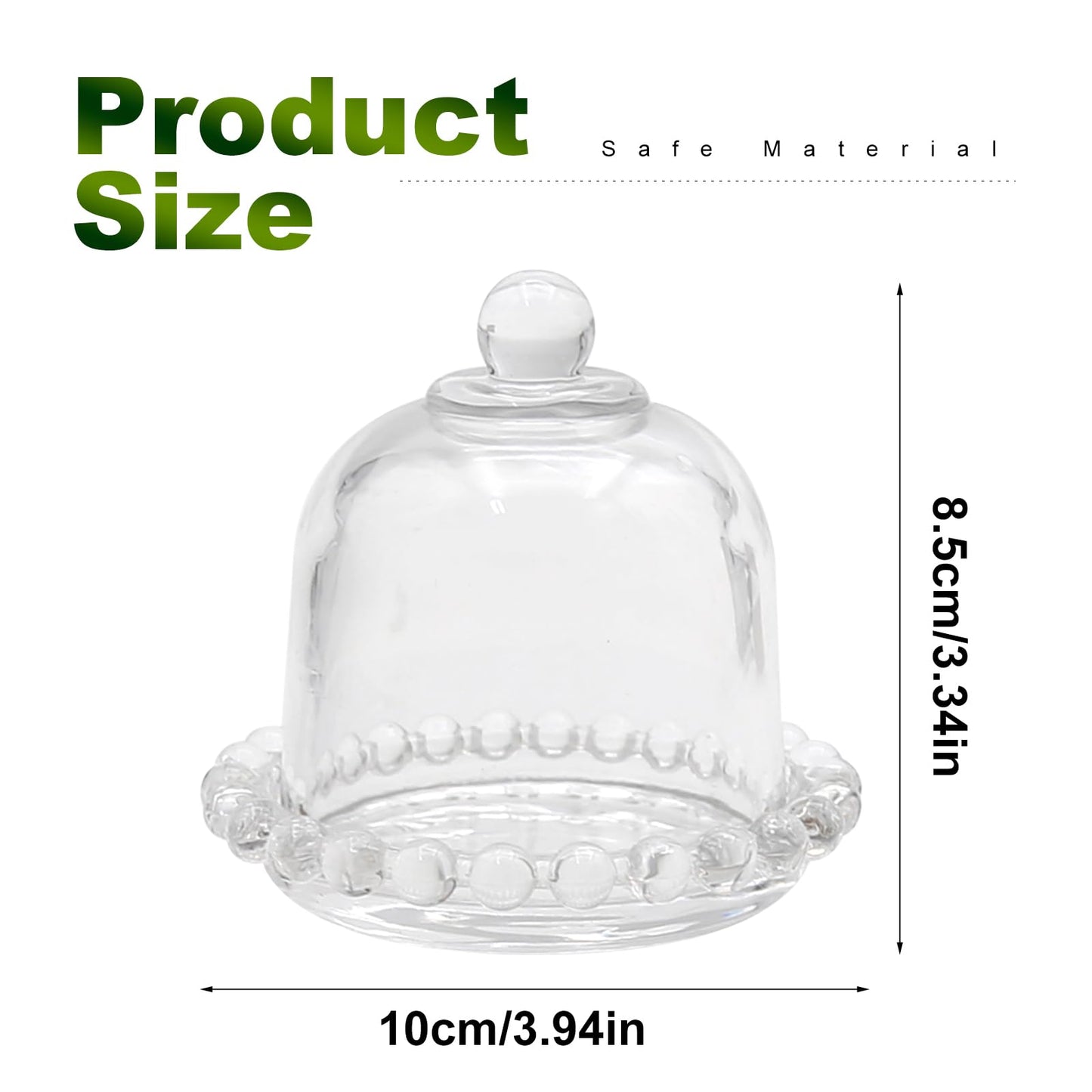 MDEOOSKY 4 PCS Mini Cake Domes Cookie Display Cake Holder Cake Stand Cake Plate Dome Cover Fruit Glass Cover Shield for Birthday Wedding Halloween Christmas, 3.94" x 3.94" x 3.34"