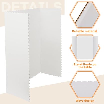 Ctosree 18 Pcs Tri Fold Poster Board Bulk, Lightweight Presentation Board, Science Fair Project Display Paperboard, Single Wall(22 x 38 Inch,White)