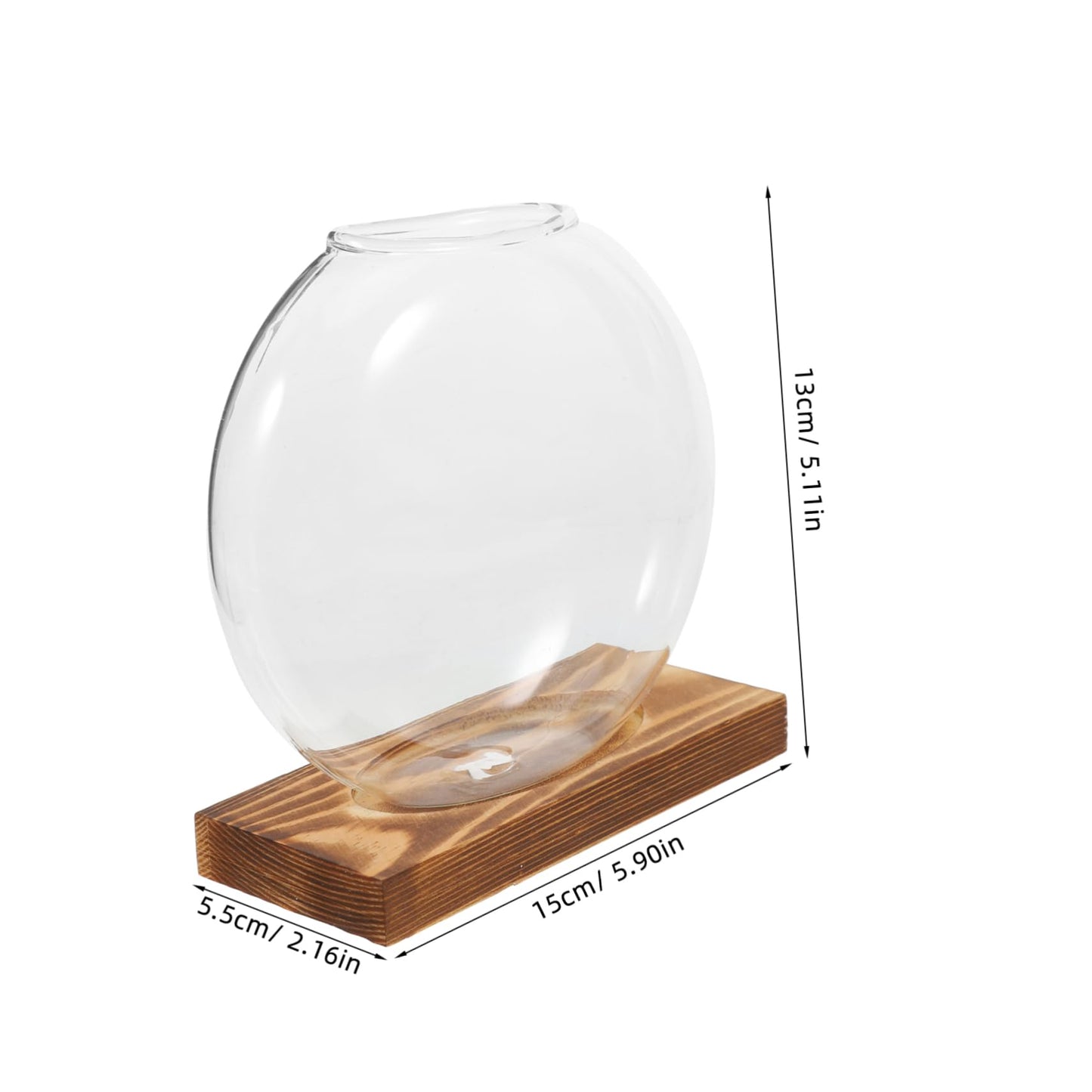 SEWOART Rustic Hydroponic Vase Glass Terrarium Bowl Indoor Greenery Decor Wooden Base Plant Propagation Station for Home Office