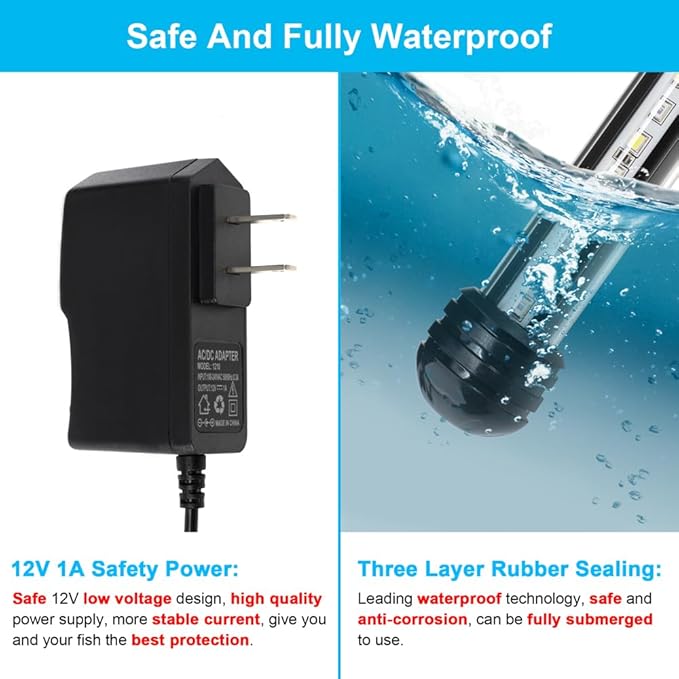 DaToo 4W 7.5inch Submersible Aquarium Light Underwater Fish Tank Light LED Aquarium Light Bar with Timer Auto On/Off and Dimmer Adjustable Brightness, 1 Yr Warranty