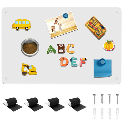 Magnetic Board,17.1" x 11.8" Magnet Display,for Magnets and Bulletin Board,Suitable for Wall, Refrigerator, Compartment, Cabinet etc,Comes with Dual Lock Tape for Easy Hanging (White)