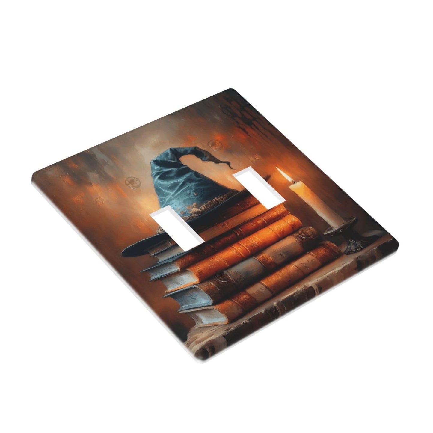 Decorative Art Light Switch Covers Enchanted Witch Hat Halloween 2 Gang Double Toggle Wall Plate Decorative Switchcover Electrical Switchplate for Home Decor